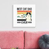 Beste kattenvader ooit Retro katten vuistbump shir Canvas Afdruk (Insitu (Woonkamer))