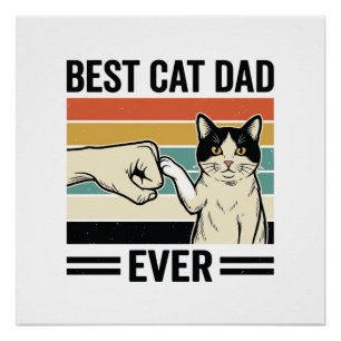 Beste kattenvader ooit retro katten vuistbump shir perfect poster