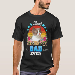 Beste kattenvader ooit Selkirk Rex bloemig retro v T-shirt
