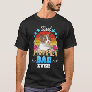 Beste kattenvader ooit Selkirk Rex bloemig retro v T-shirt