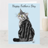 Beste kattenvader ooit Zilver Tabby Vaderdag Kaart (Voorkant)
