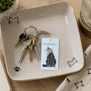 Beste kattenvader ooit Zilver Tabby Vaderdag Sleutelhanger