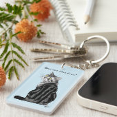 Beste kattenvader ooit Zilver Tabby Vaderdag Sleutelhanger (Voorkant Rechts)