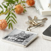 Beste kattevader ooit Moderne aangepaste foto Sleutelhanger (Zijkant)