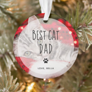 Beste kattevader   Twee handgeschreven foto's Ornament
