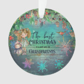 Beste kerst met grootouders Blauwgroen Ornament (voorkant)