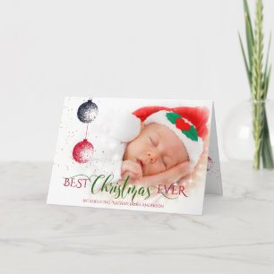 Beste kerst ooit Baby's eerste kerstfoto Kaart