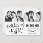 Beste kerst ooit verlovingsaankondiging met drie f feestdagenkaart (Voorkant)