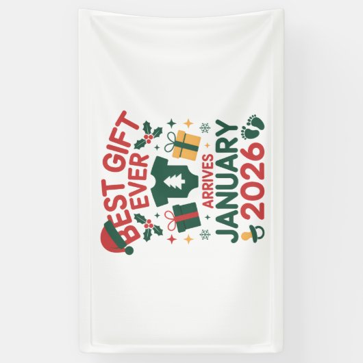 Beste kerstcadeau komt in januari 2026 spandoek (Verticaal)