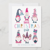 Beste kerstEva! Funny & Bright Gnomen Feestdagenkaart (Voorkant)