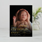 Beste kerstfeestdag bekendmaking folie feestdagenkaart (Staand Voorkant)