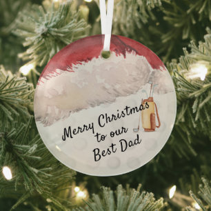 Beste Kerstgolfclubs voor papa Santa Hat Glas Ornament