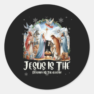 Beste kerstkool Jezus Nativiteit Scene Chri Ronde Sticker