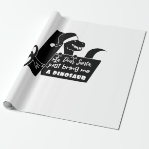 Beste kerstman, breng me gewoon een dinosaurus zwa cadeaupapier