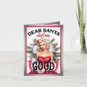 Beste Kerstman, definieer Goede Retro Pin-up Bedankkaart