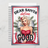Beste Kerstman Definieer Goede Retro Pinup Bedankkaart (Voorkant / Achterkant)