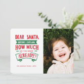 Beste Kerstman... Funny Holiday-kerstfotokaart Feestdagenkaart (Staand voorkant)