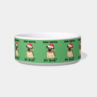 Beste Kerstman, Gedragen we ons? Pug Kerst Midden  Voerbakje