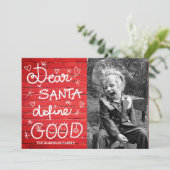 Beste kerstman, goed script foto Rode steen Feestdagenkaart (Staand voorkant)