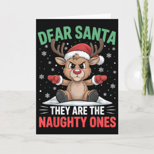 Beste Kerstman Grappige Stoute Eén Rennier Kerstmi Kaart