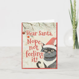 Beste Kerstman Grappige Zwarte Kat Anti Kerstmis Feestdagen Kaart