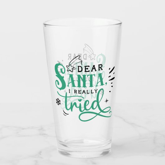 Beste kerstman, ik heb echt geprobeerd | Fun-kerst Glas (Achterkant)
