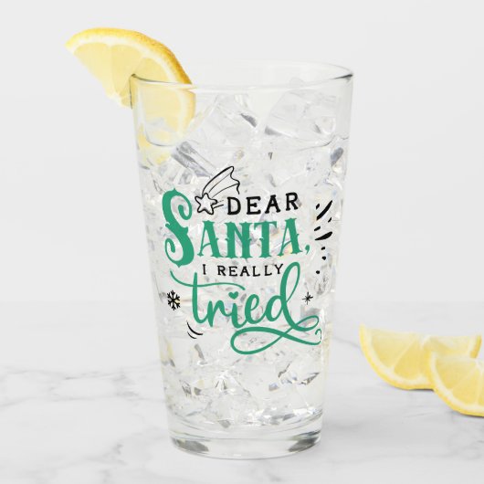 Beste kerstman, ik heb echt geprobeerd | Fun-kerst Glas (Voorkant ijs)