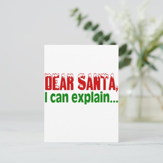 Beste kerstman, ik kan het uitleggen feestdagenkaart (Staand voorkant)