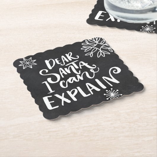 Beste kerstman, ik kan het uitleggen kartonnen onderzetters (Gebogen)