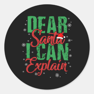 Beste kerstman, ik kan het uitleggen ronde sticker