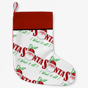 Beste kerstman, ik wil alles. kleine kerstsok