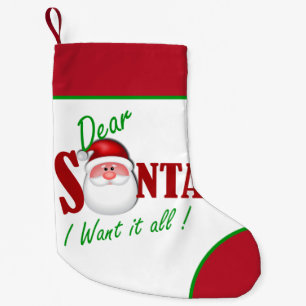 Beste kerstman, ik wil alles kleine kerstsok