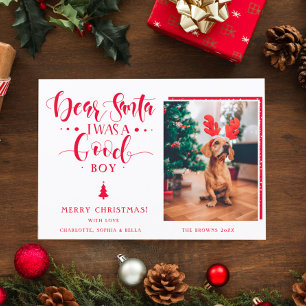 Beste Kerstman Kerst Jongen Meisje Hond Eigen Fo Feestdagenkaart
