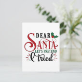Beste Kerstman Laten we doen alsof ik het heb gepr Uitnodiging Briefkaart (Staand voorkant)