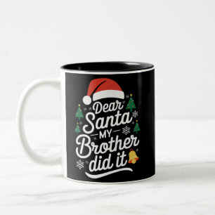 Beste Kerstman Mijn Broer Heeft Het Gedaan Grappig Tweekleurige Koffiemok