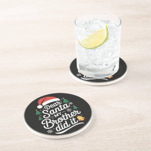 Beste kerstman, mijn broer heeft het grappig gemaa zandsteen onderzetter