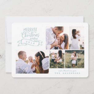 beste kerstman moderne scriptfoto feestdagenkaart