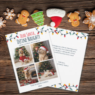Beste Kerstman Naughty Funny Dog Kerstfoto Feestdagenkaart