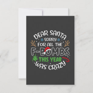 Beste Kerstman Sorry voor alle grappige Kerst Kers Notitiekaartje