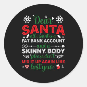 Beste Kerstman Vette Bankrekening Dun Lichaam Grap Ronde Sticker