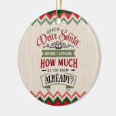 Beste kerstman, voor ik het uitleg - grappige kers keramisch ornament (Links)