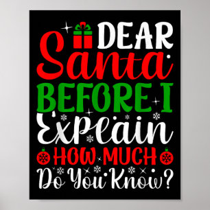 Beste Kerstman Voordat ik het Uitleg Hoeveel Weet Poster