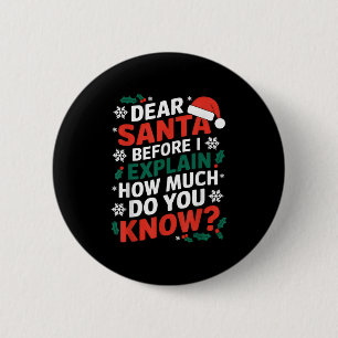 Beste Kerstman voordat ik het uitleg Hoeveel weet Ronde Button 5,7 Cm