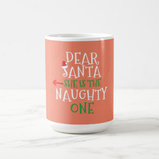 Beste kerstman, ze is de onaughty die een cadeautj koffiemok