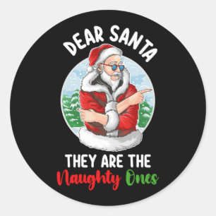 Beste kerstman, ze zijn de Naughty Ees Kerstmis. Ronde Sticker