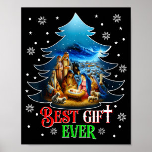 Beste Kerstmis ooit Jezus Kerststal Gelukkig Kerst Poster