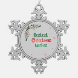 Beste kerstwensen tin sneeuwvlok ornament