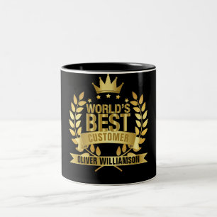 Beste Klant Ter Wereld Zwart En Goud 5 Sterren Tweekleurige Koffiemok