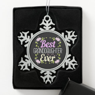 Beste kleindochter ooit - Floral Tin Sneeuwvlok Ornament