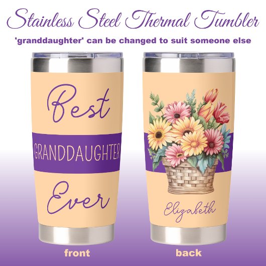 Beste kleindochter ooit gerbera bloeit sinaasappel geïsoleerde drinkbeker